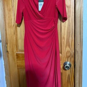 Ralph Lauren Red Draped Midi Dress